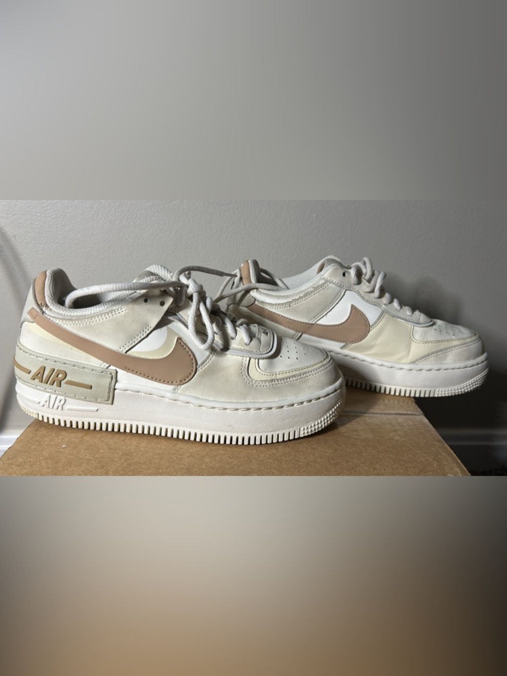 Nike Air Force 1 Shadow Sneakers - Cream & Beige